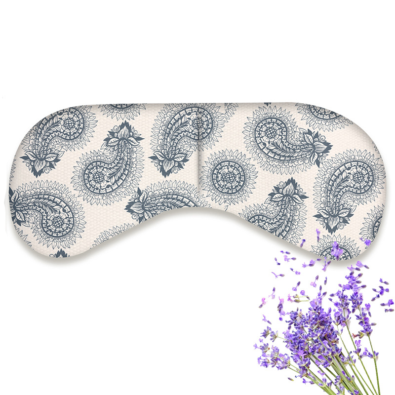 Cotton and linen printed yoga eye pillow microwave oven heating flax seed lavender hot pack meditation shading sleeping eye mask