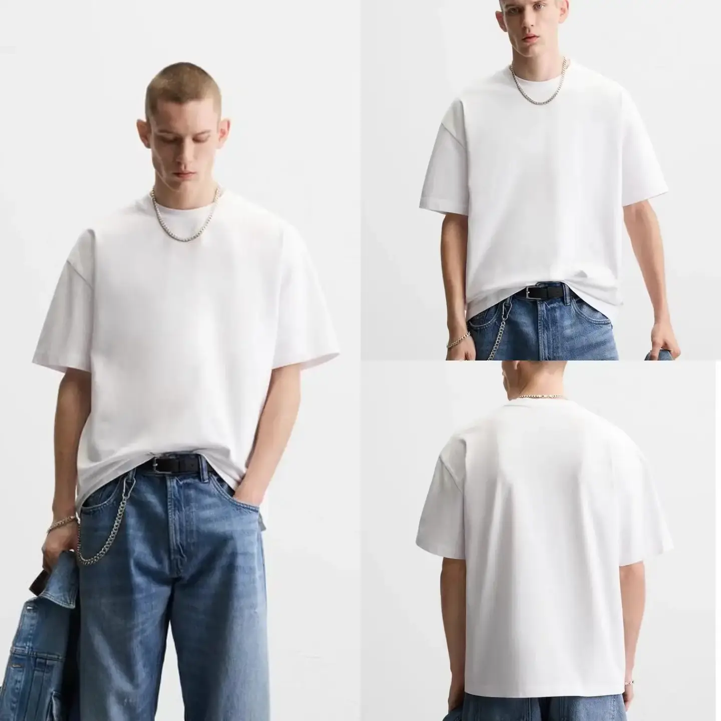 2025 Spring New Men's Clothing Multi-Color Selection Pure Cotton Heavyweight Loose Casual Short-Sleeve T-Shirt Top 1887455