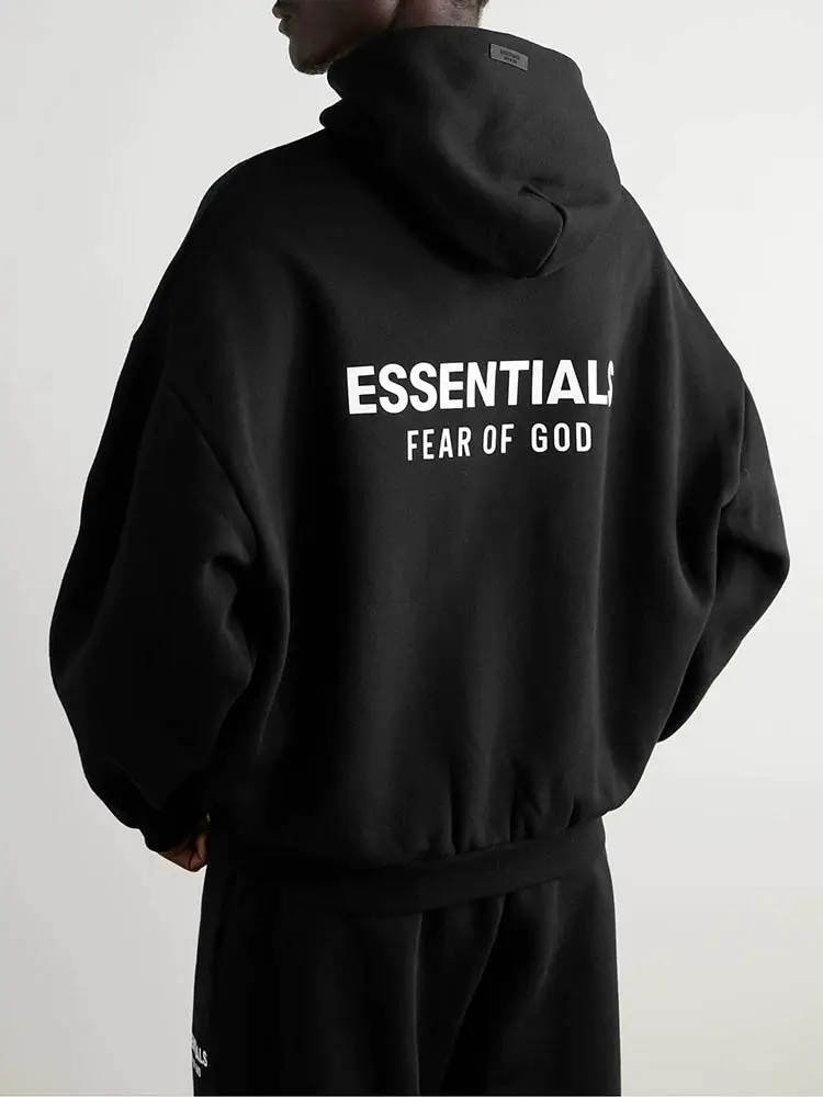 Fog Crazy Ninth Season Multi-Line New Double-Row Laminated Essentials Fleece-Lined Loose Hooded Sweatshirt Trendy
