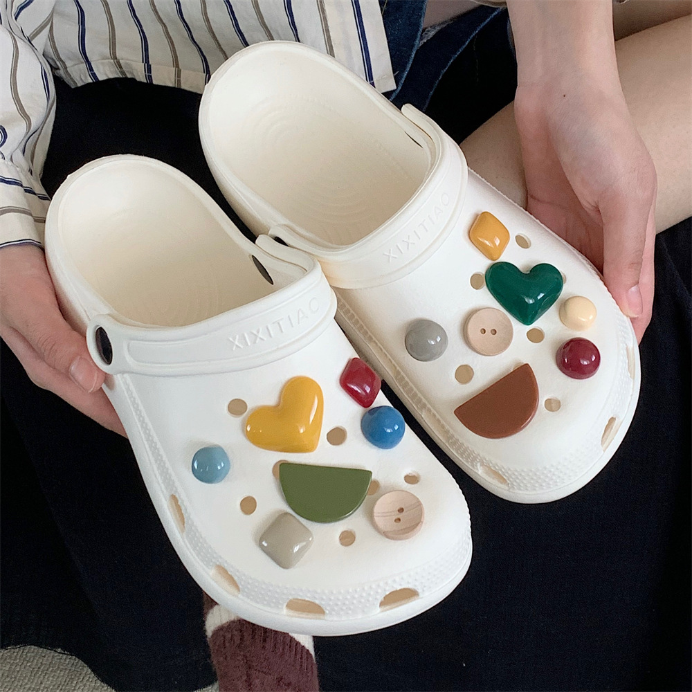 diy Geometric Toe Hole Shoes Summer Street Style Outdoor Women's Beach Sandals Outdoor Wear Sandals ins Trendy