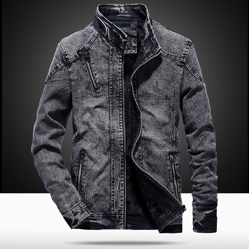 2021 New Jacket Men's Autumn and Winter Korean Version Trend Cotton Slim Men's Retro Denim Jacket Clothes Clothing Youth