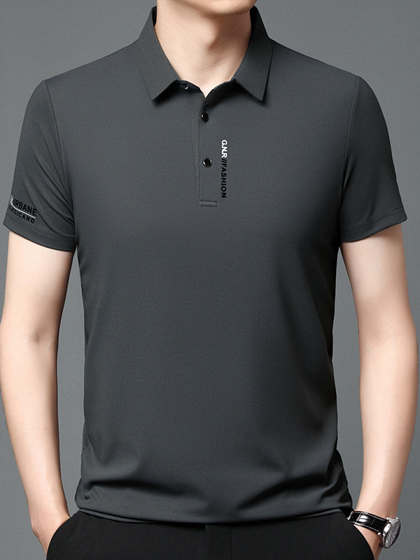 Cross-Border Summer Lapel Short-Sleeved T-Shirt Men's Business Casual Skin-Friendly Polo Shirt Printed Fashion Top Dropshipping
