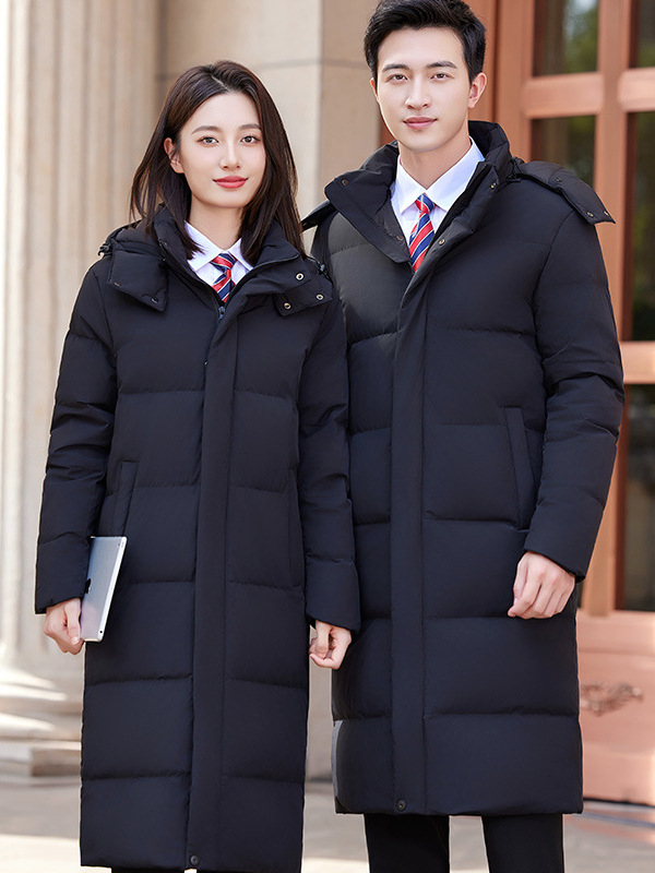 Over-the-knee cotton-padded jacket winter cold-proof warm real estate sales department 4S store business attire work clothes men and women with long style