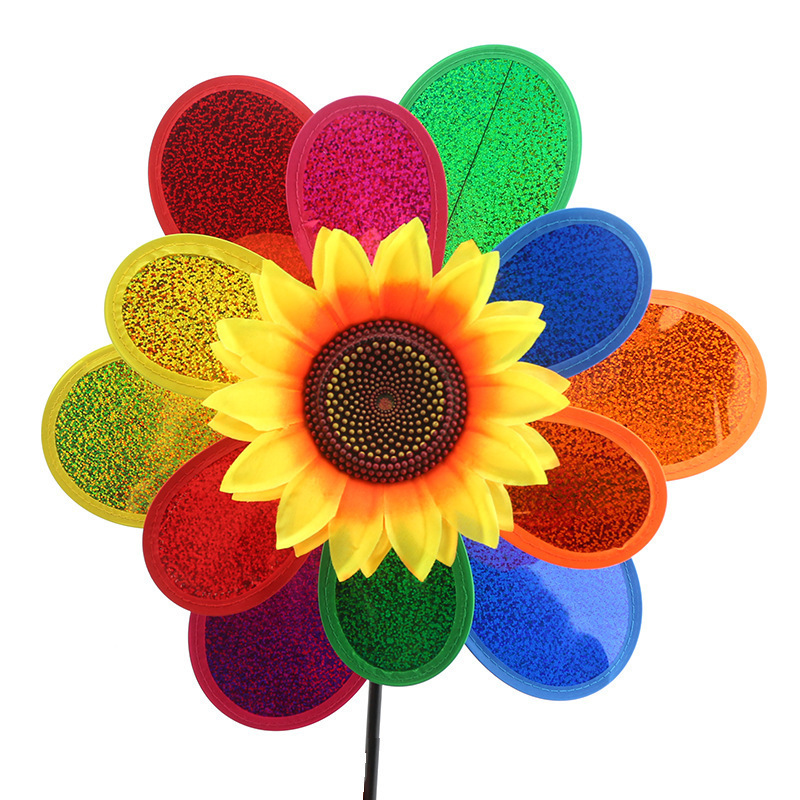 Festival decoration sunflower windmill double-layer sunflower windmill colorful double-sided school sports props windmill