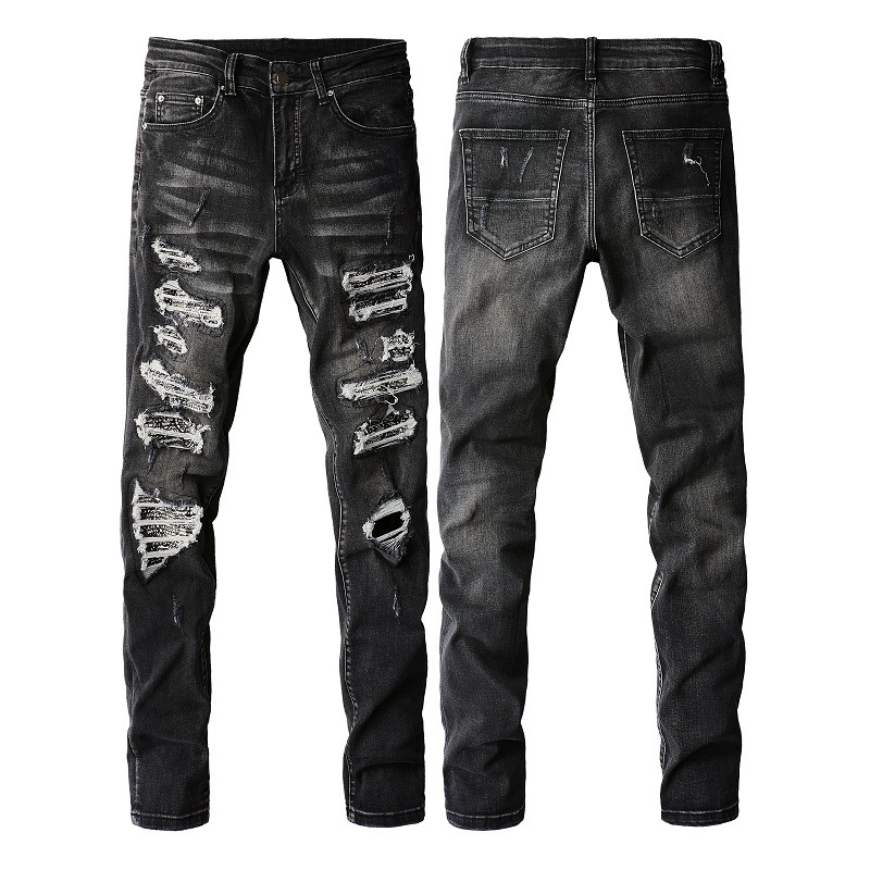 Men's Slim-Fit Ripped Jeans for Men, Versatile and Slimming, Available for Dropshipping 852