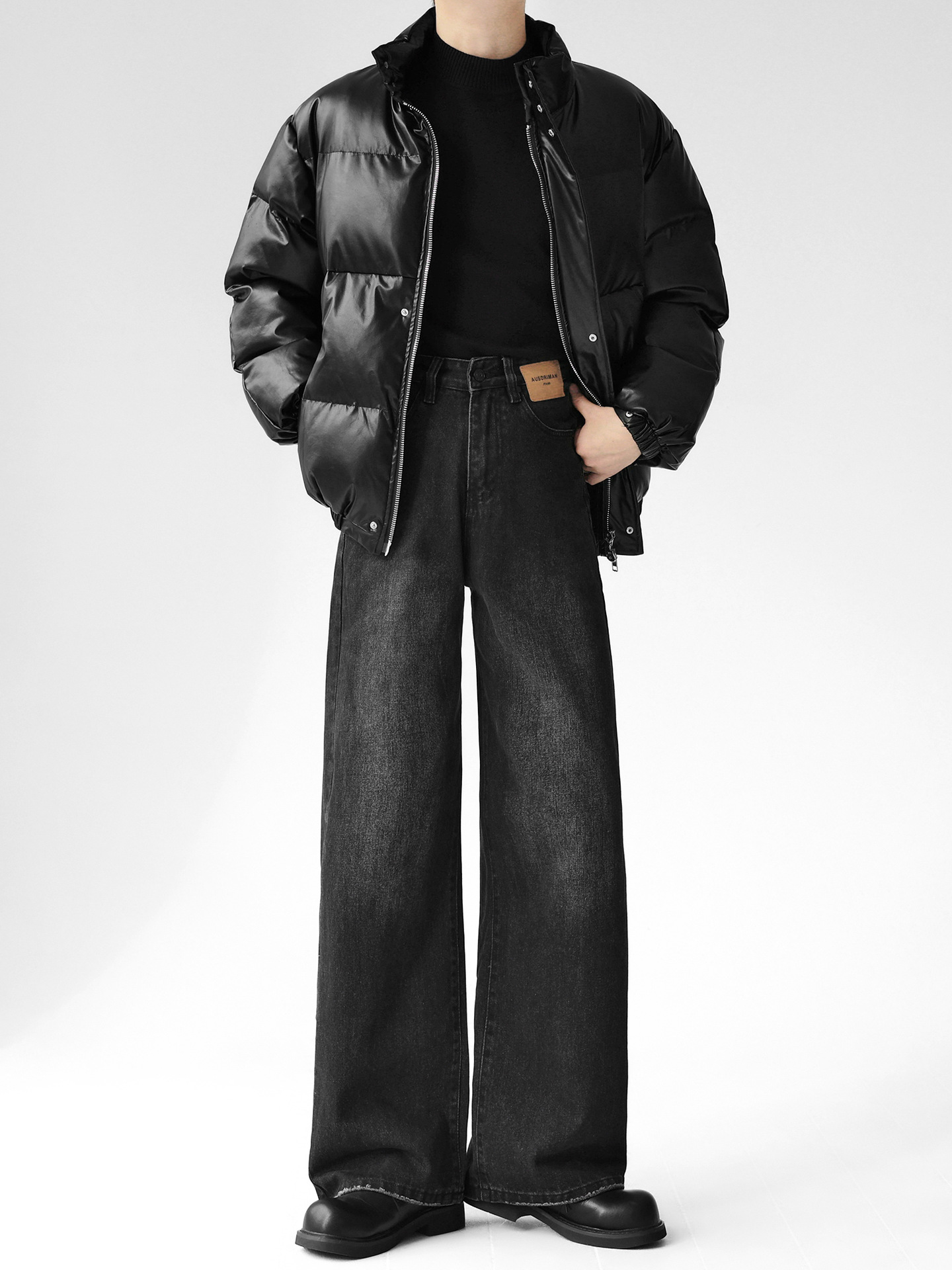 Autumn and Winter new American retro fashion brand design jeans men's loose slimming all-match straight draping long pants