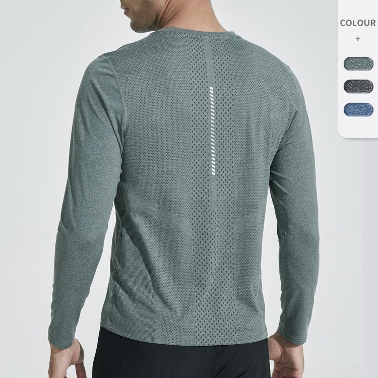 Spring and Autumn casual running clothes quick-drying clothes fitness top stretch basketball training sweat clothes sports long-sleeved T-shirt men