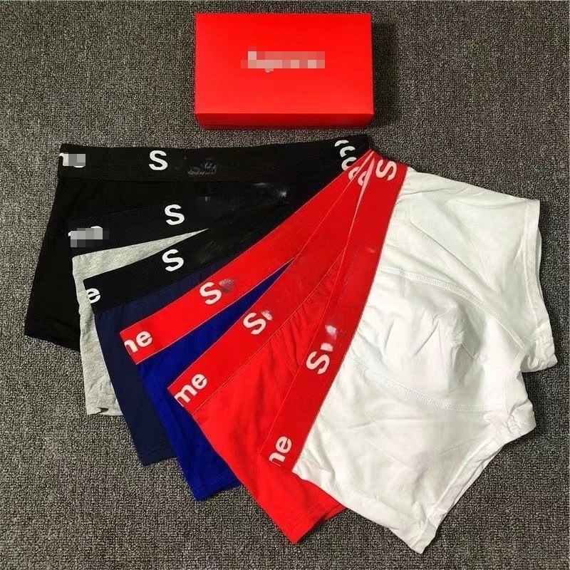Sup Foreign Trade Shorts Men's Youth Comfortable Boxer Briefs Solid Color Pure Cotton Breathable High-End Underwear Sports Boxer Shorts Foto QC de 1688 na Qualit.ly