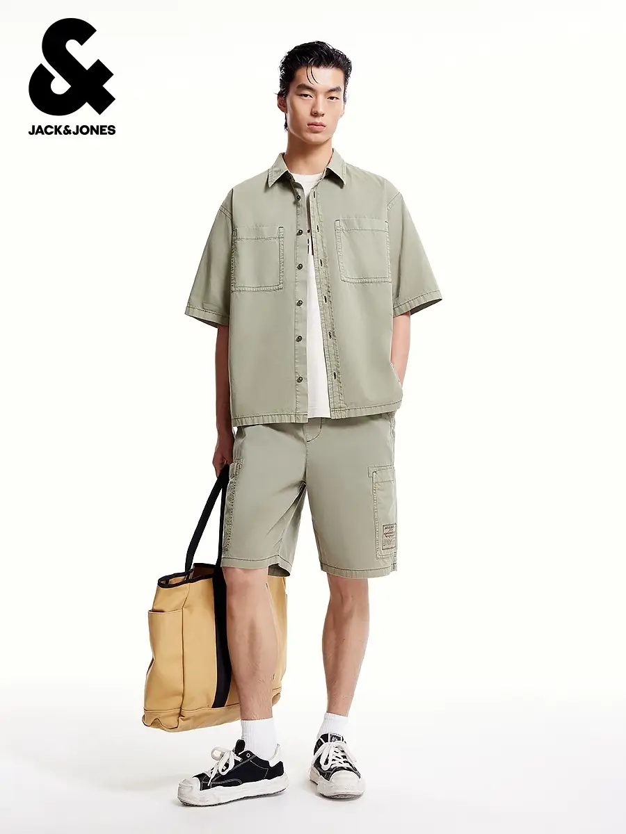 Jack Jones Summer Men's Denim shorts Plaid Stylish Versatile Trendy Fashion Minimalist Street Style pure cotton Pants