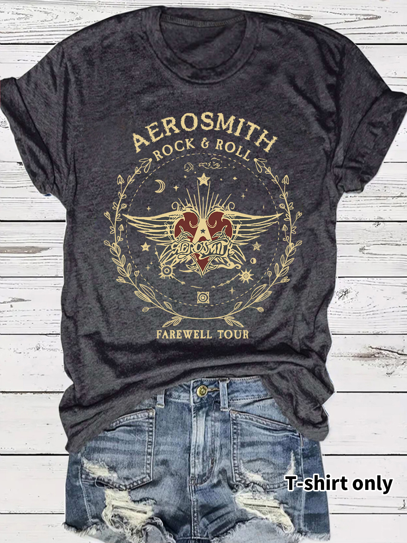 Amazon Cross Border Aerosmith Rock Farewell Tour Retro Printed T-shirt Short Sleeve Loose Fashion T-shirt