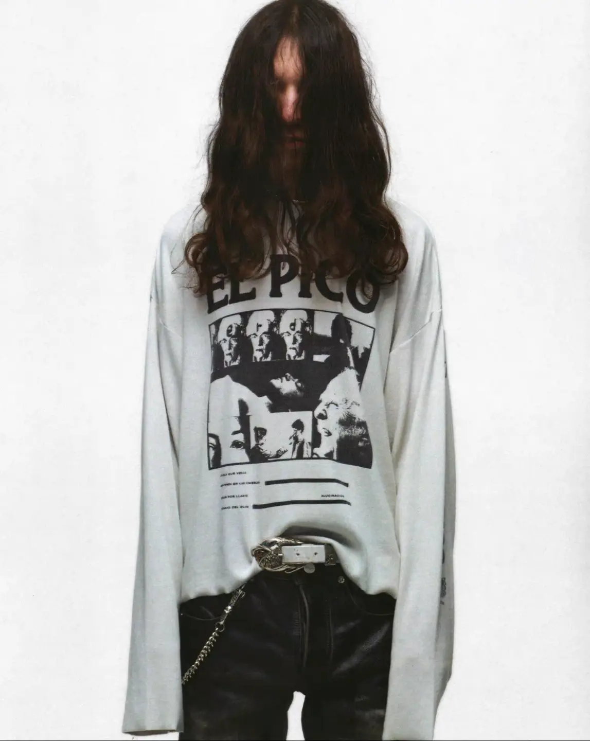 ERD Portrait Illustration Faded Washed EL PICO RIB LS White Long Sleeve