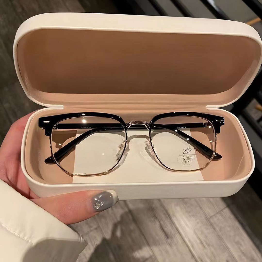 Explosive Half Frame Eyebrow Glasses Frame Men's Myopia Fashionable Retro Box Anti-blue Glasses Frame Women's Korean