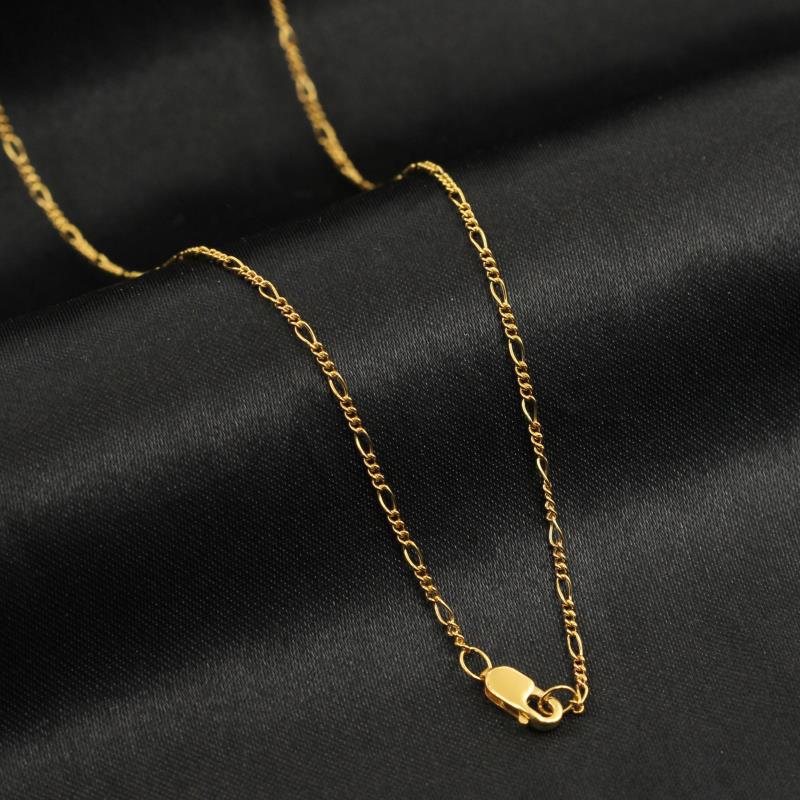American Fashion Jewelry 14K Gold-Filled 3+1 Figaro Chain Finished Chain Clavicle Chain Necklace for Women Can Be Stacked and Versatile