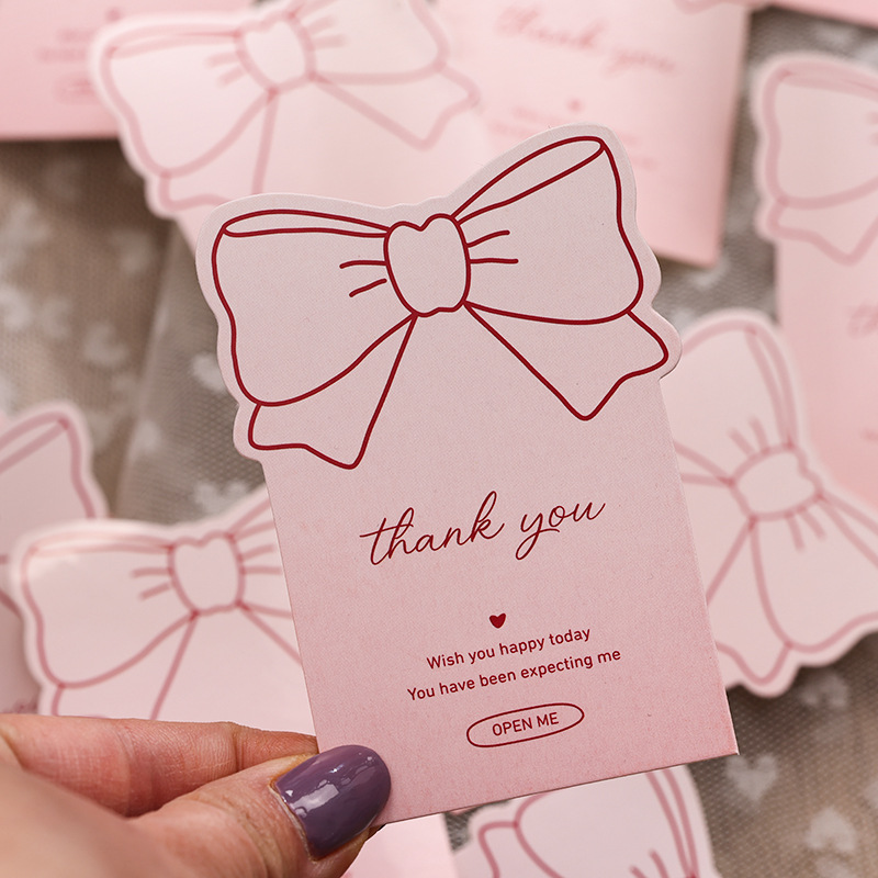 Bow-Shaped Thank You Packaging Stickers, Sweet Style, Irregular Shape, Self-Adhesive