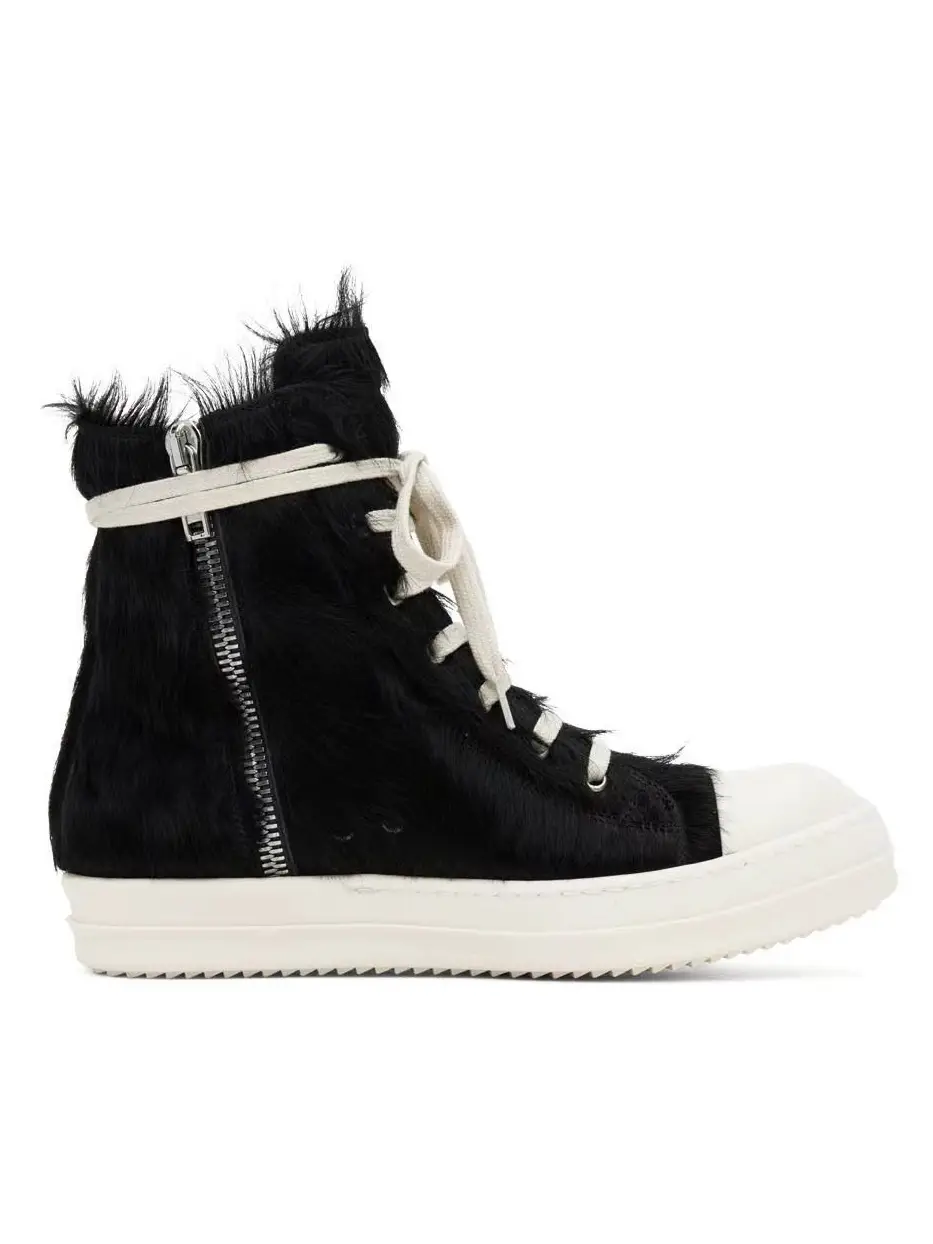 Dark High Street Trendy Shoes, Trendy Luxury Horse Hair High-Top Shoes for Men, Couple Trendy Shoes, Spring and Autum Thick Sole Casual Sports Sneakers