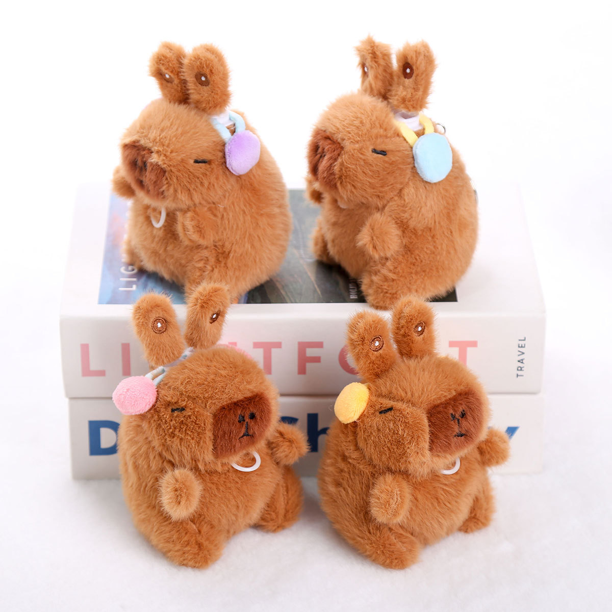 Cute and Adorable Bunny Ears Capibala Pendant Plush Toy Doll Capybara School Bag Pendant