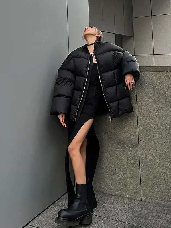 Pink Elephant Dark Ro Style Sand Dune down Jacket Mid-Length Loose Fit Thickened down Jacket Coat