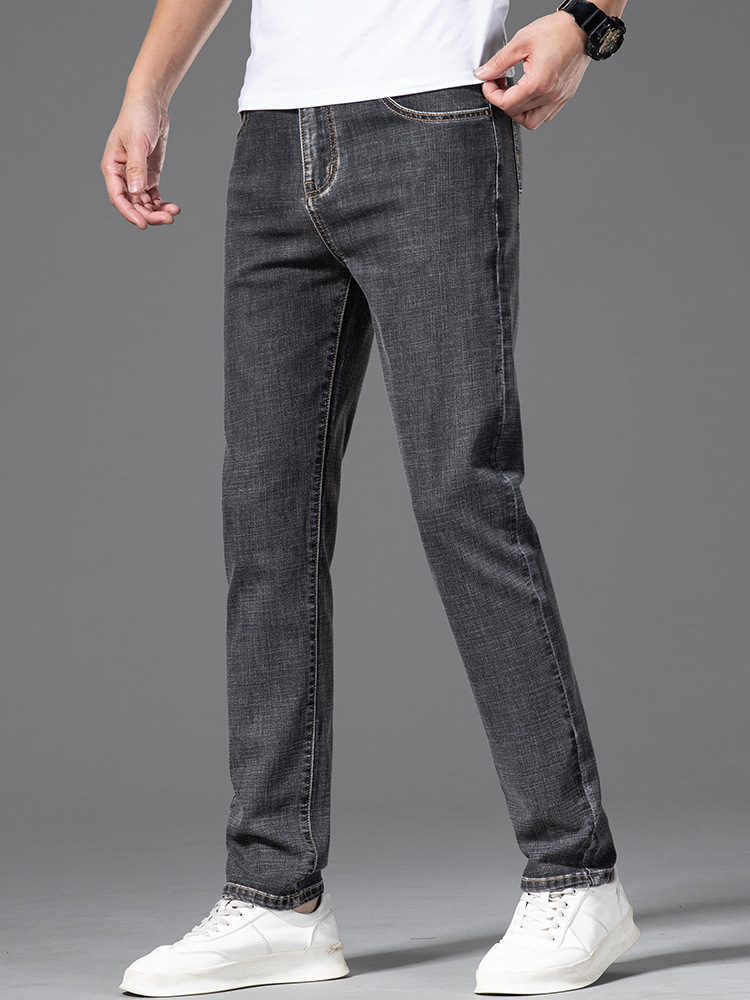 Clearance Five-Pocket Jeans Summer Fashion Versatile Ripped Slim Fit Skinny Pants Mid-Rise Stretch Casual Long Pants Men