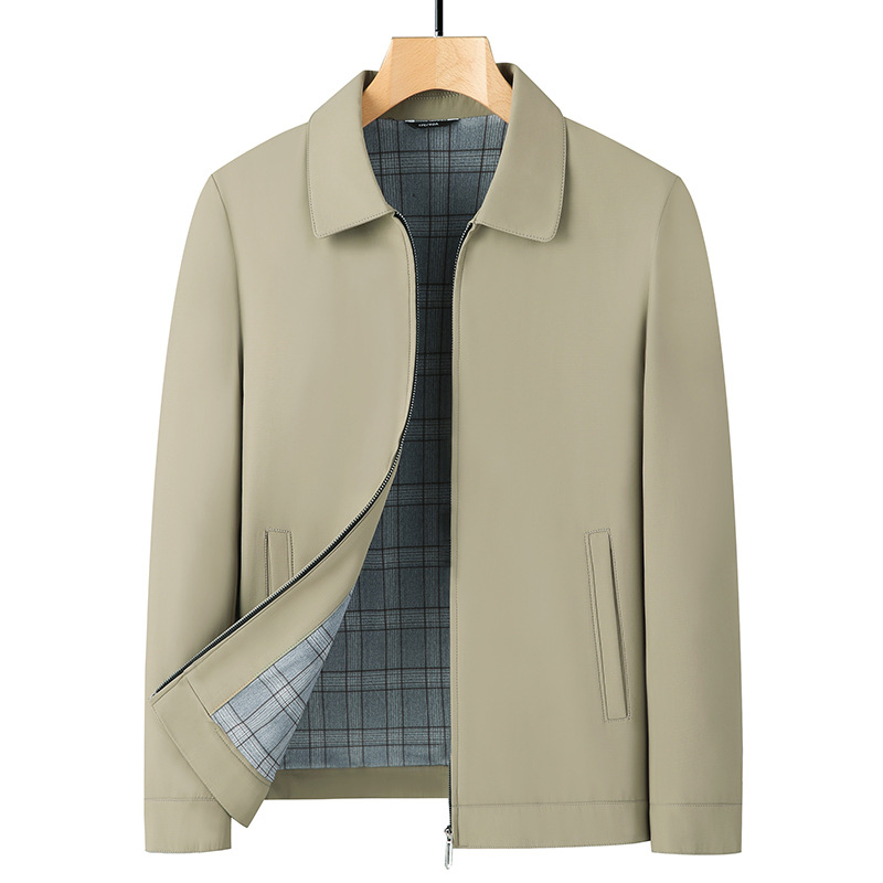 Spring and Autumn Men's Jackets Solid Color Middle-Aged Dad Wear Business Casual Loose Executive Jackets Men's Cadre Jackets Tops