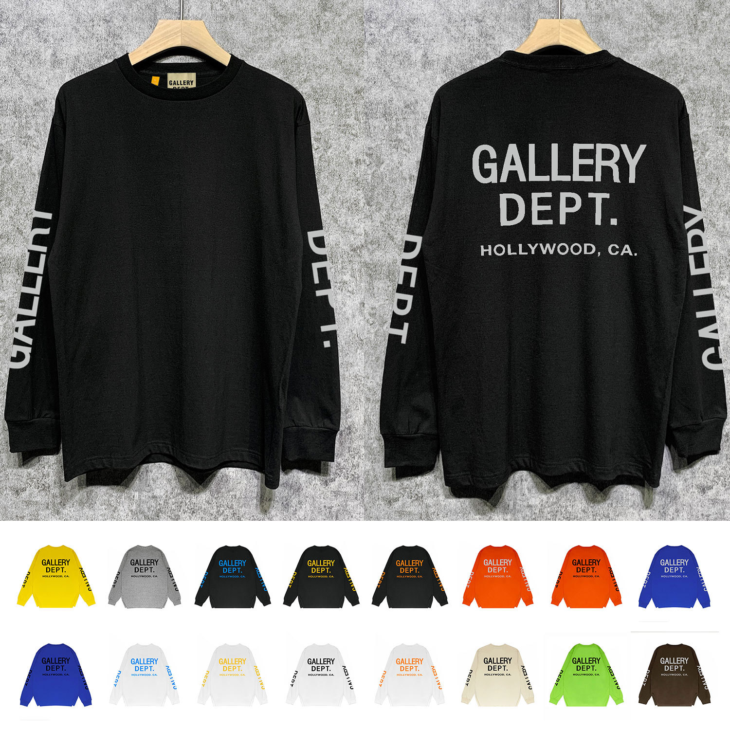 Long-term stock GALLERY DEPT LONG SLEEVE T SHIRTS European and American fashion long sleeve printed T-shirt