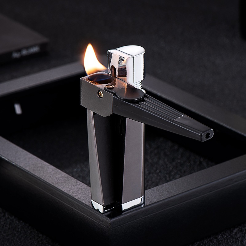 New Slanted Fire Open Flame Lighter Inflatable Pipe Lighter Manufacturer Wholesale Cross-Border Supply