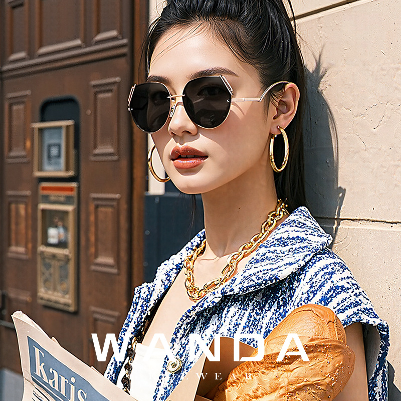 New rimless sunglasses women's high-grade anti-ultraviolet sunglasses JS8567 high-definition nylon gradient gray sunglasses