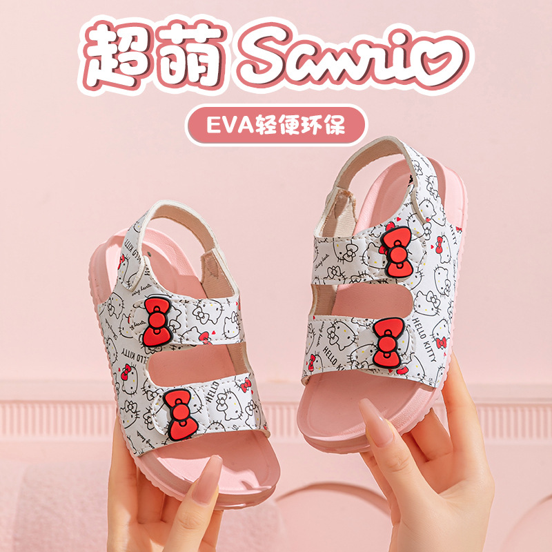 Genuine Sanrio Girls' Sports Sandals Summer New Children's Cartoon Beach Soft-Soled Non-Slip One-Line Sandals for Women