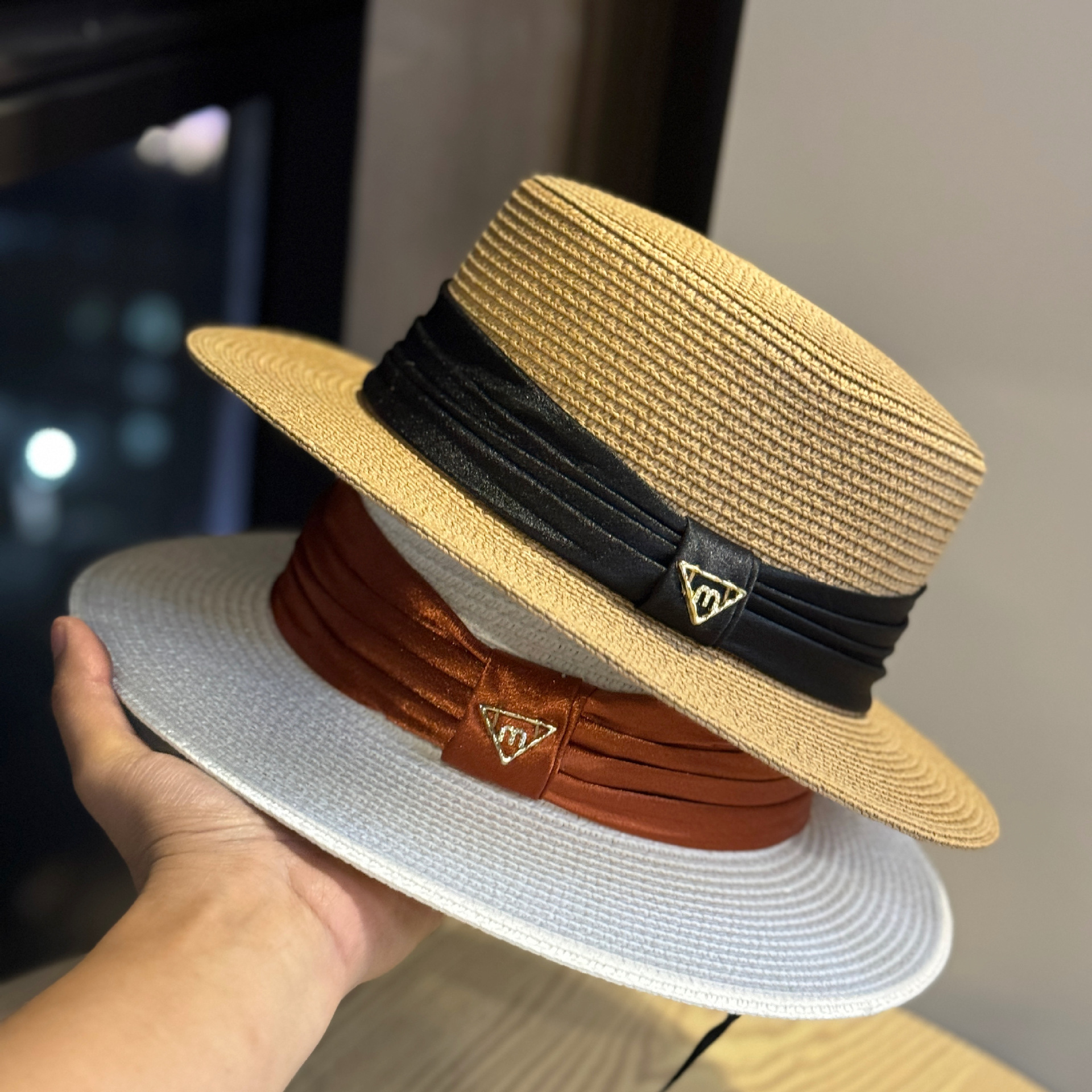 2026 Flat-Top Hat for Women, Summer French Fashion New Style Straw Sun Hat, Beach Sun Protection Straw Hat