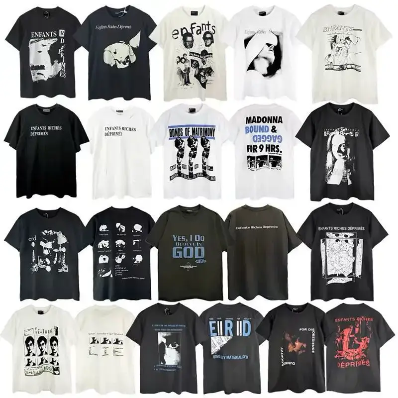 Foreign Trade Erd Melancholic Rich Second-Generation High Street Vtg Printed Loose T-Shirt Men's and Women's Trendy Short-Sleeved Shirts Are Not Out of Stock