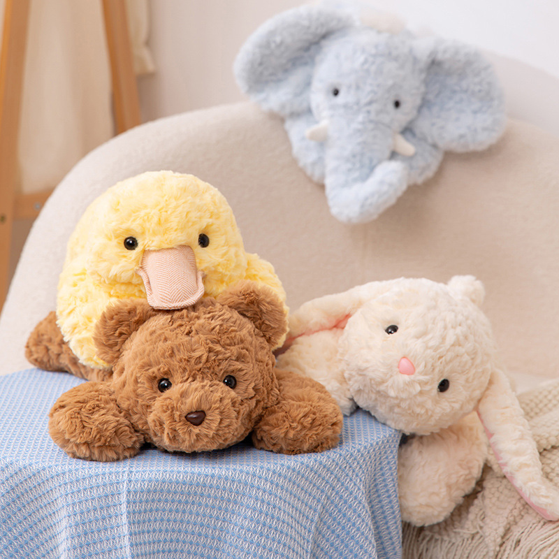Cute Lying Bear Doll Plush Toy Sleeping Pillow Doll Soothing Cloth Doll Children's Elephant Gift Batch