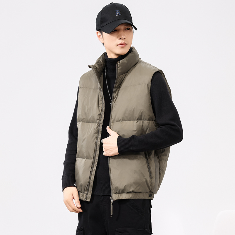 New Trendyy Loose 90 Duck down Stand Collar Warm Vest Men's Versatile Waistcoat down Jacket Vest Vest for Men