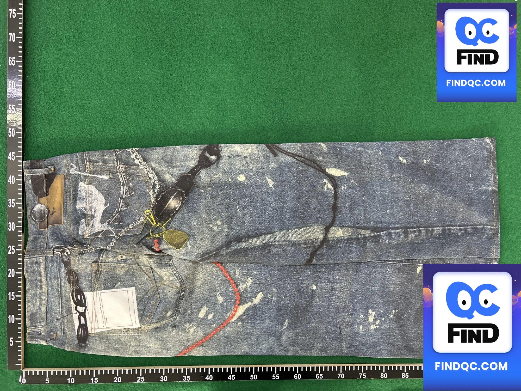 Ac Style 24Ss American Reset 1981m Conley Digital Print Splash Ink Loose Baggy Pants Chain Denim pants QC