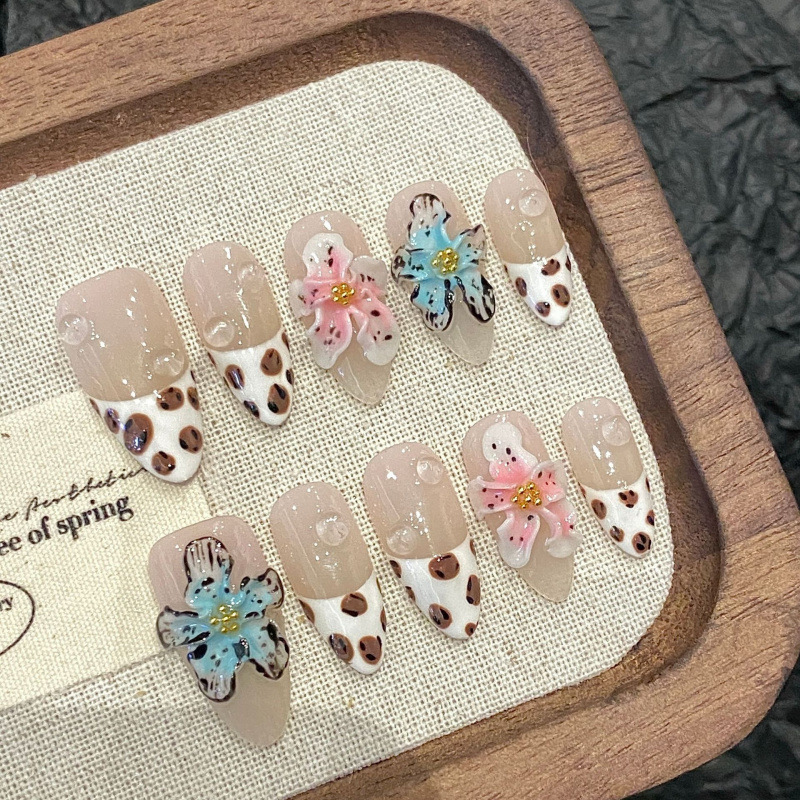 Rikman [spotted flowers] hand-made pinch three-dimensional flowers wear nail pieces of foreign trade factory wholesale