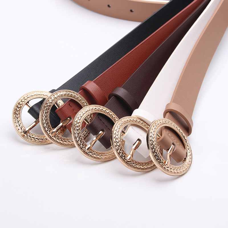 Cool Distinctive Round Buckle Belt for Women Fashion All-match dress Jeans Trousers with Ethnic Style Decorative Belt for Women