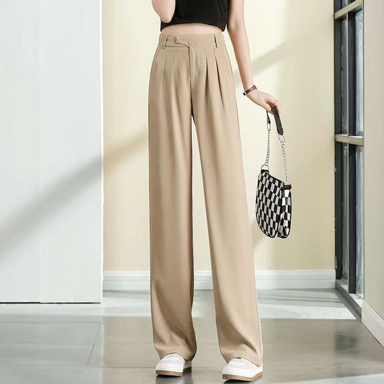 Cross-border suit pants for women 2022 spring and summer new high waist belly covering draping loose casual mopping wide leg long pants