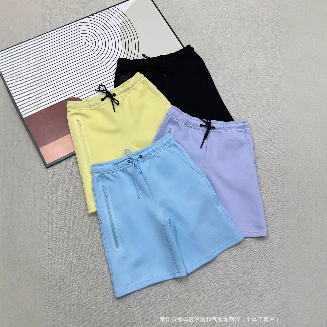 2025 New Summer Style Men's Knitted Multi-Color Front Side Rubber Zipper Men's Sports Shorts Five-Quarter Pants 460