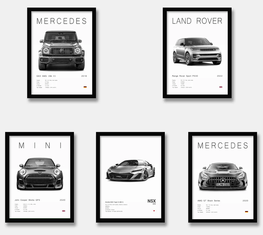 Mercedes G63 AMG Mk II and Lamborghini Huracan LP 640-4 Performante decorative prints