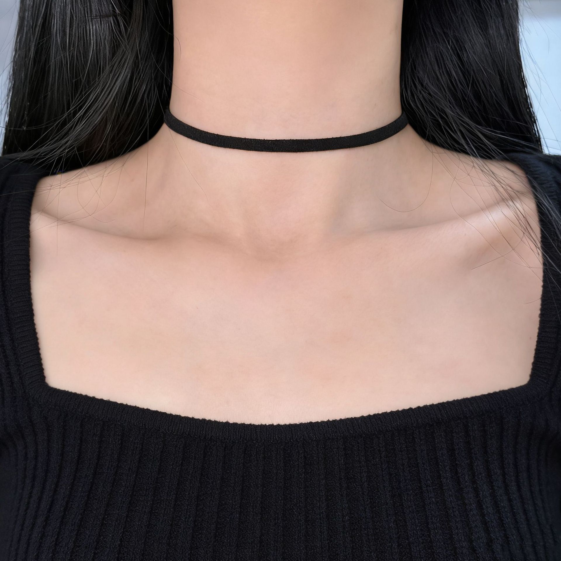 European and American Cross-Border Simple Suede Rope Titanium Steel Necklace Choker Collar Women's Versatile High-End Non-Fading Clavicle Chain