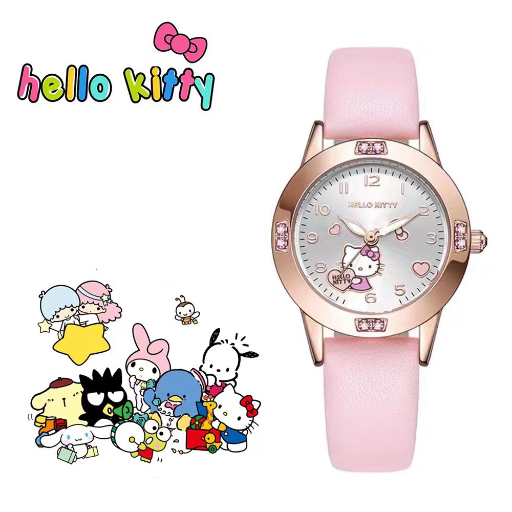 Girls Children's Cartoon Watch Kulomi Student's Watch Yugui Dog Sanrio Cute Cartoon Diamond Quartz Watch
