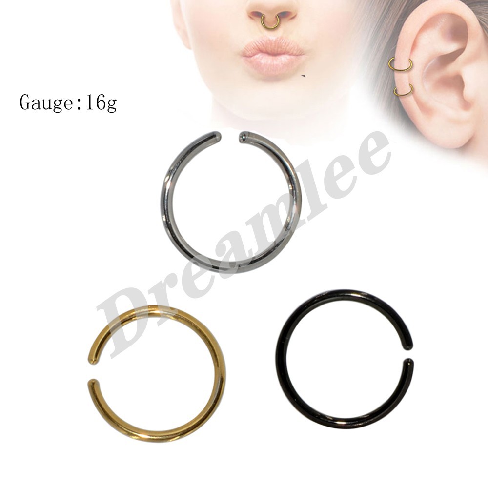 316L titanium steel open nose ring stainless steel nose ring ear bone ring lip ring puncture nose nail cross border