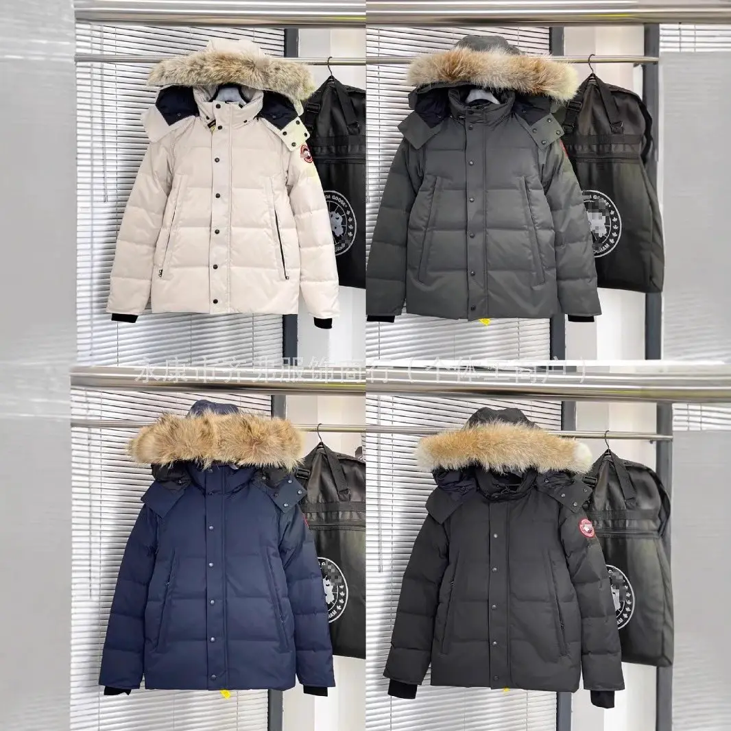 鹅大口袋男女户外同款羽绒服毛连帽加厚保暖防风外套
