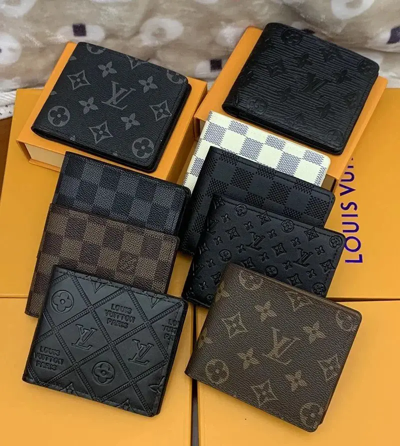 L---v wallet钱包钱夹包大品牌钱包男士奢侈品大牌格子钱包黑格