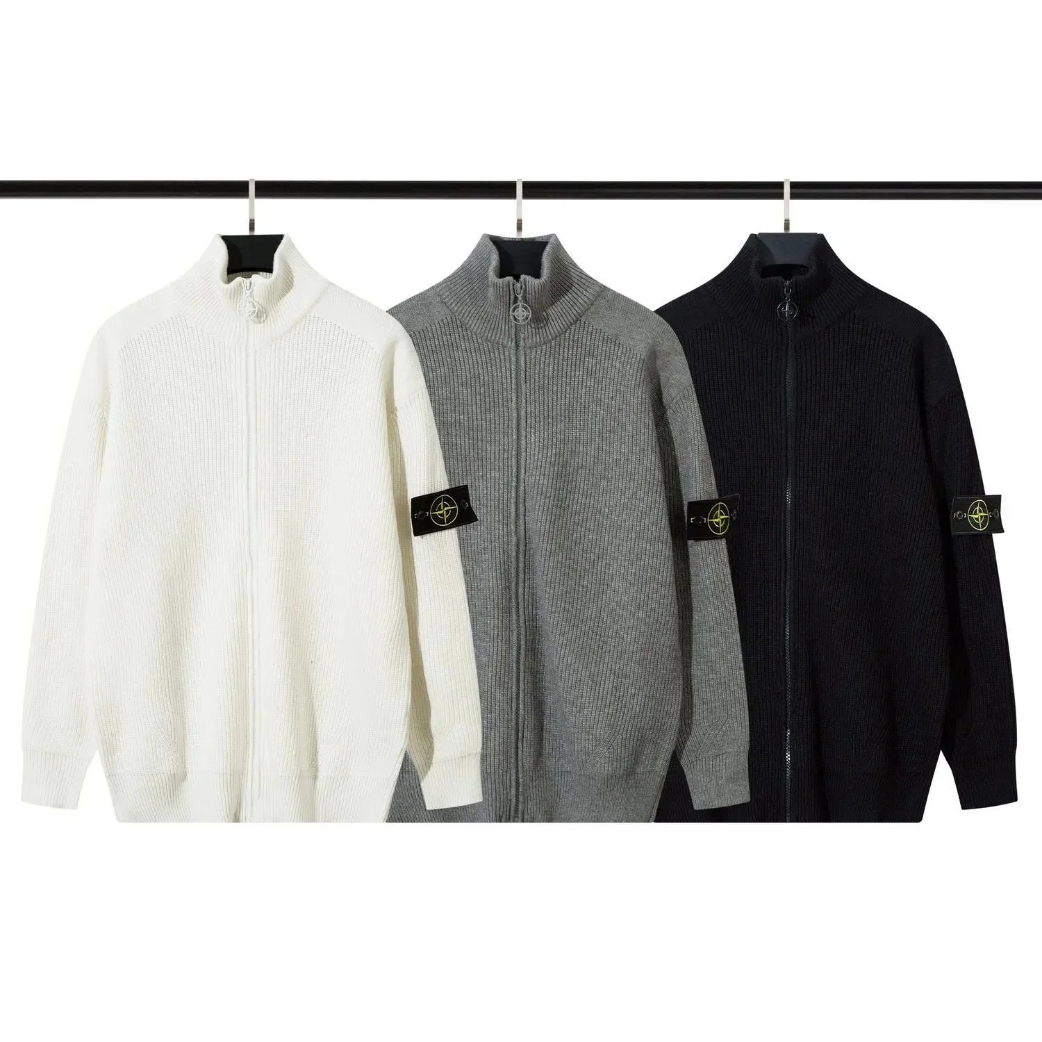 STONE ISLAND knit zip-up sweater
