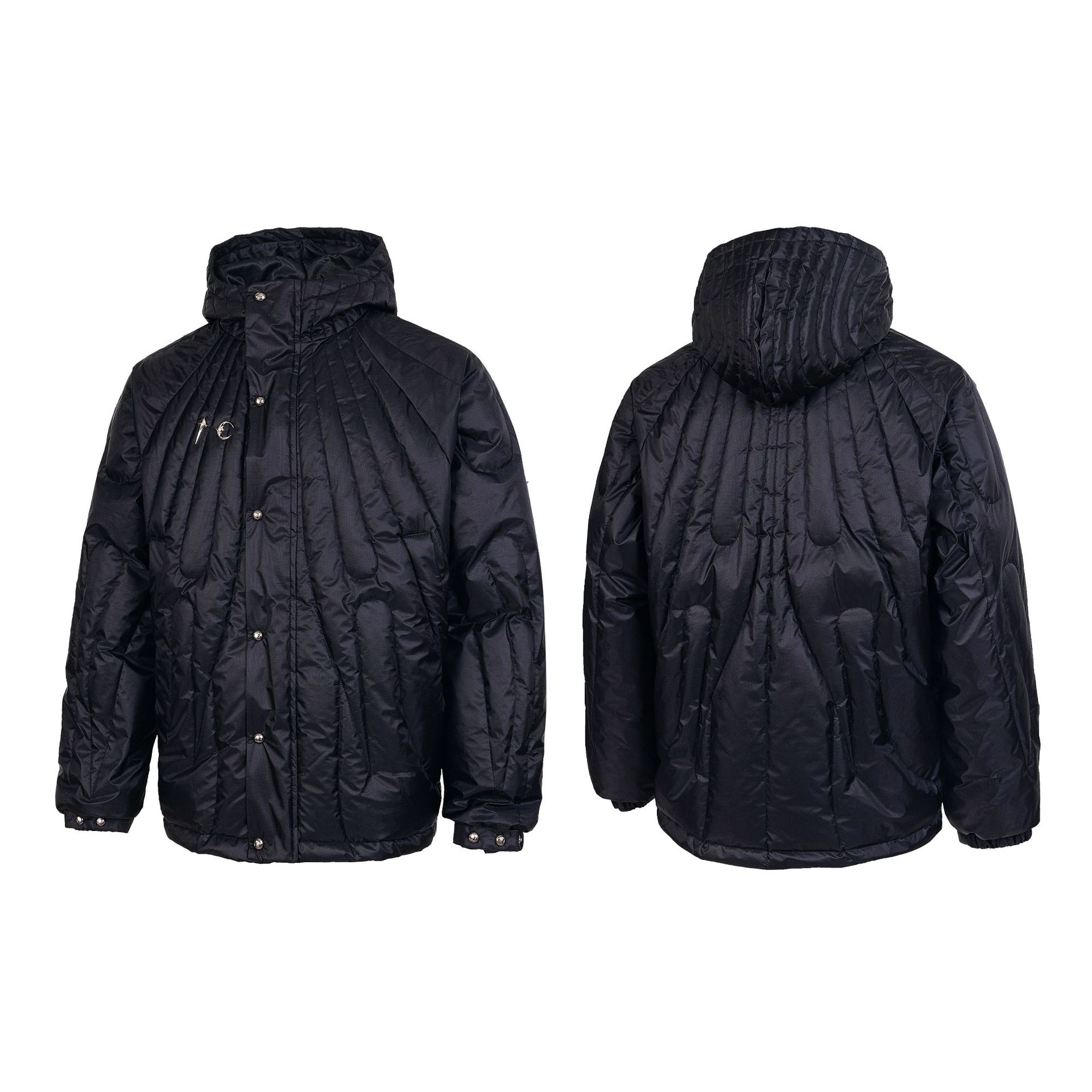 THUGCLUB High Street Embroidered Alphabet Xingyue Metal pu Leather Cotton-padded Jacket VIBE Style Vertical Collar Jacket Bread Coat