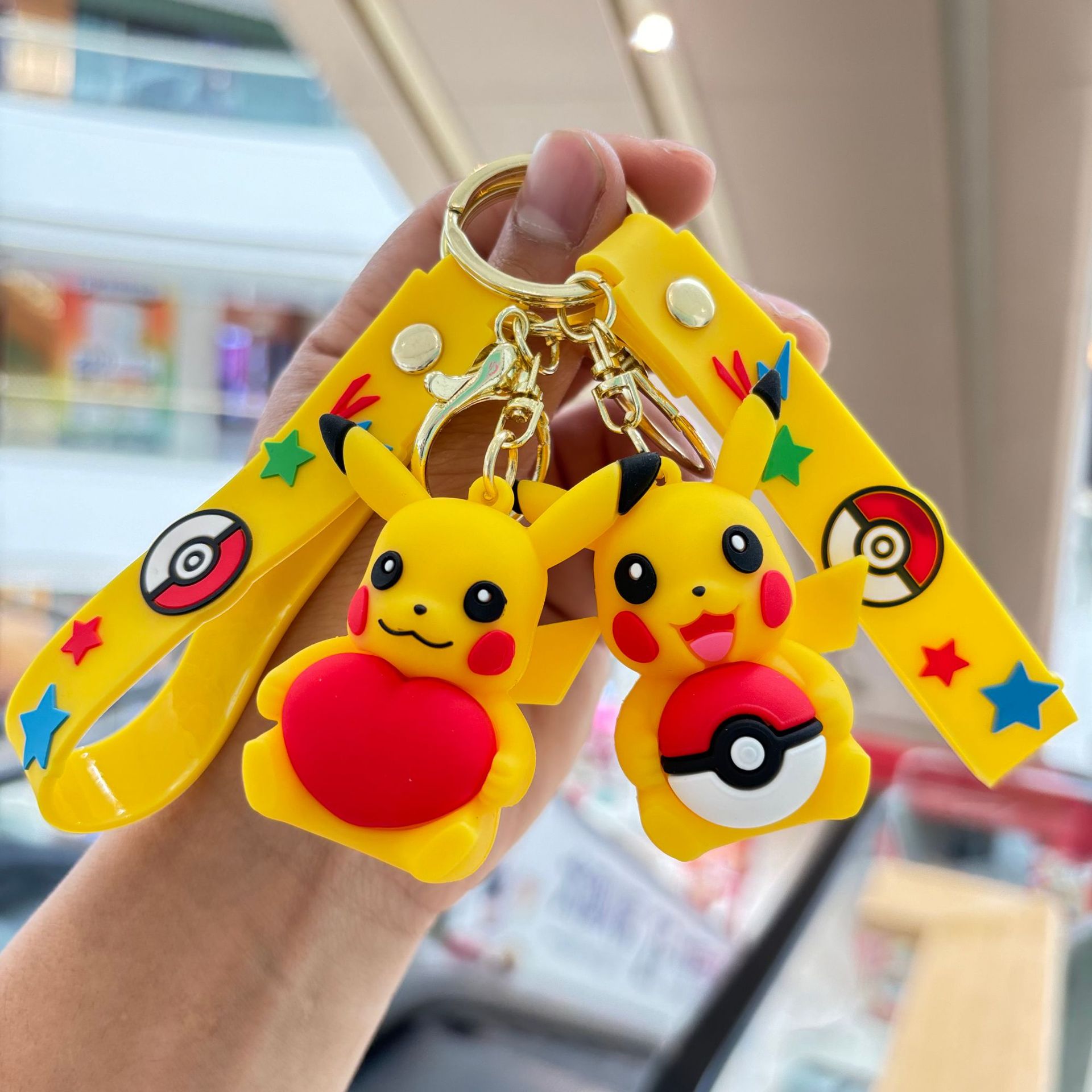Cartoon Pikachu Keychain Pendant Pokemon Pokemon Pendant Car Bag Key Ring Pvc Doll