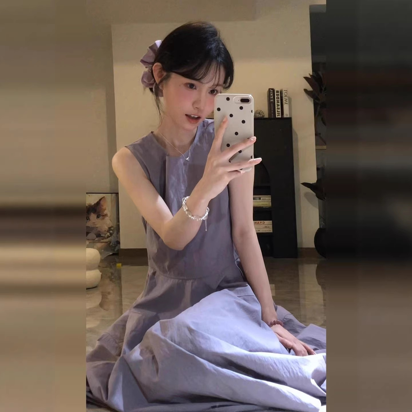 French-Style Elegant Purple Vest Dress for Women, Summer 2026 New Model, Seaside Vacation High-End Waist-Cinching Long Dress