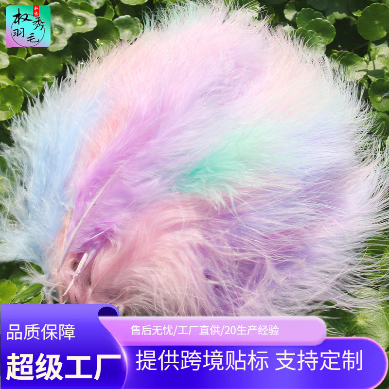 Factory wholesale diy color feather full velvet turkey feather clothing antique headdress pet toy crafts decoration