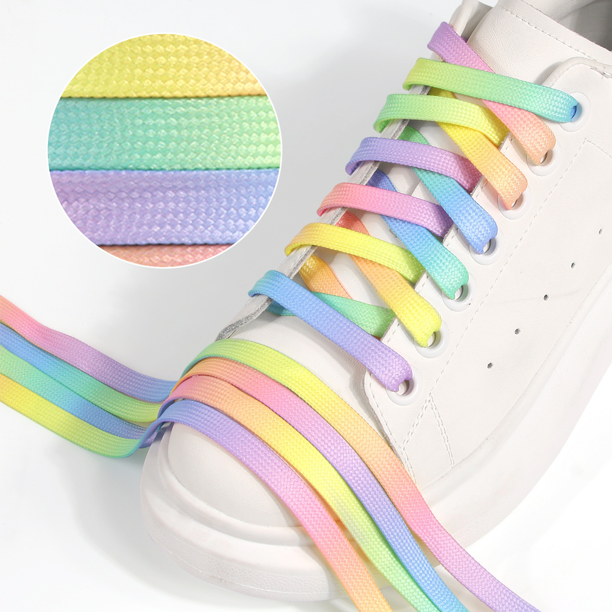 Tie-Dye Creative Colorfulful Flat Shoelaces Suitable for Sneakers, Canvas Shoes, White Shoes, 1970S Air Force One Sneakers