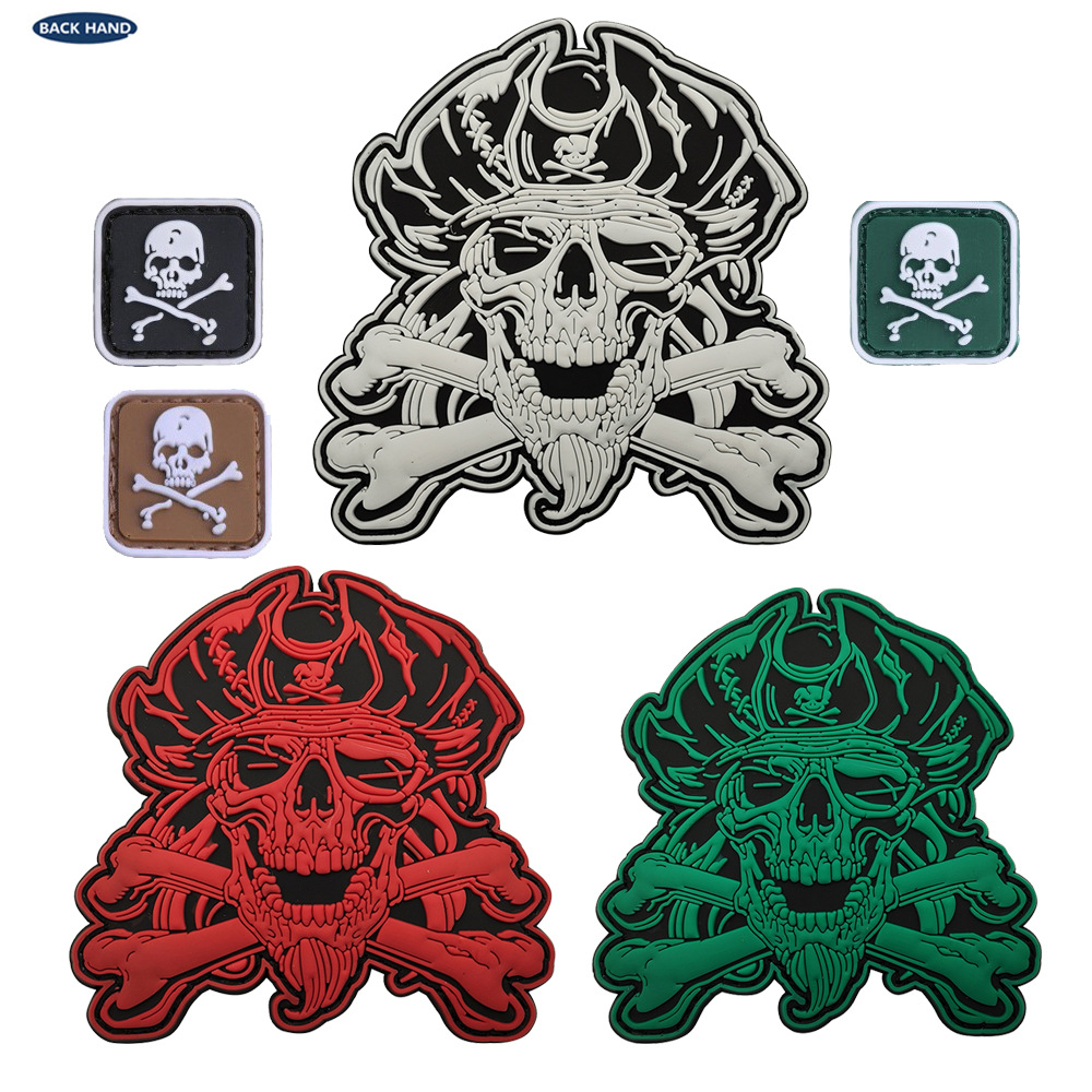 Pirate Captain skull flexible glue Velcro badge PVC luminous armband military tactical morale stamp package sticker