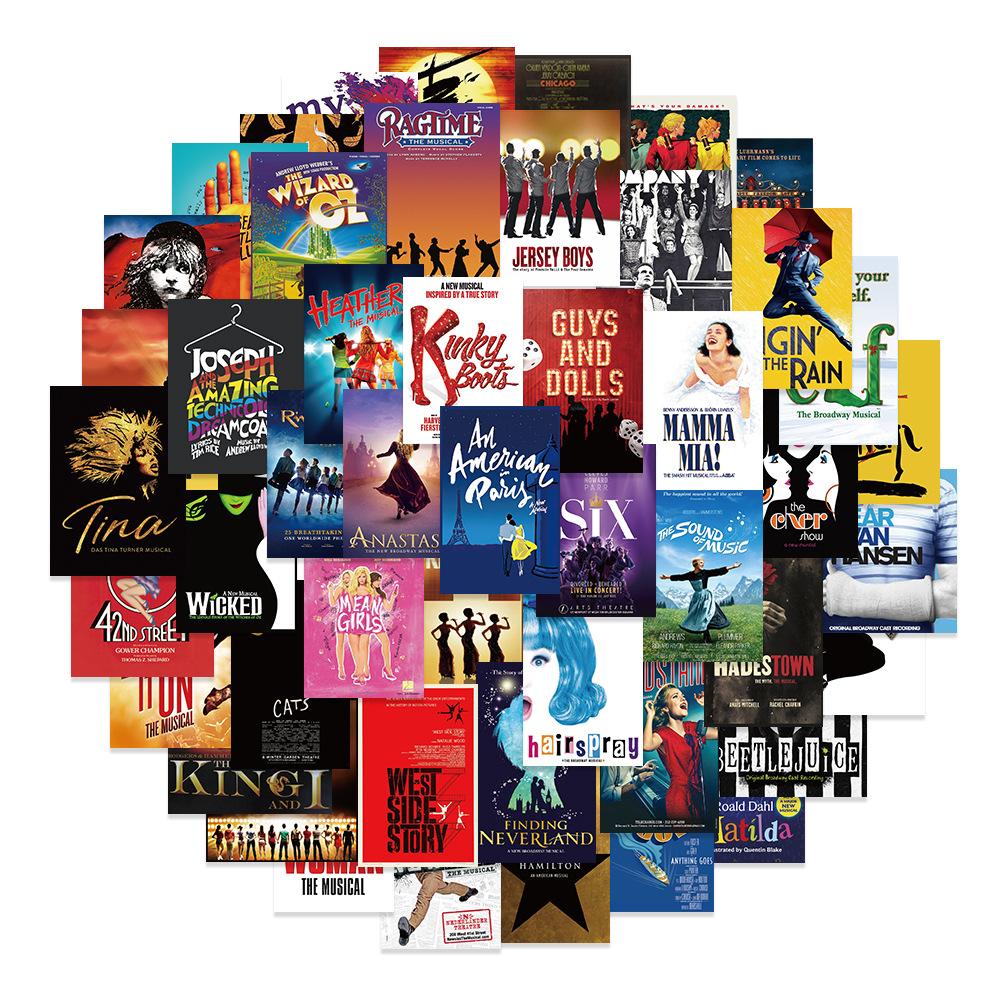 52 classic cross-border music poster graffiti stickers guitar scooter refrigerator trolley case stickers decorative wall stickers